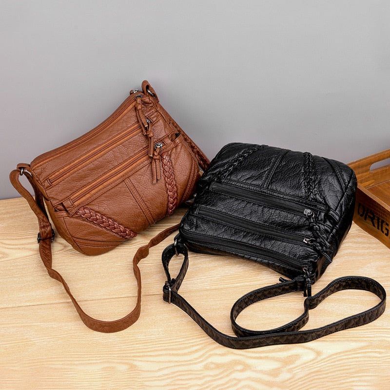 High Quality Soft PU Leather Messenger Bags For Women