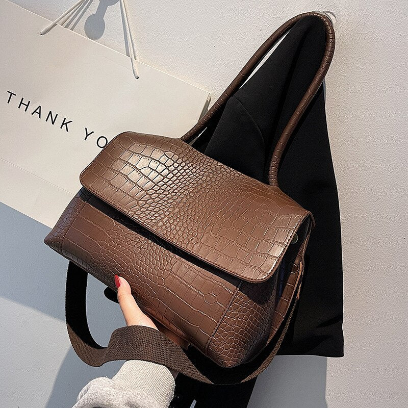 Vintage Crocodile Pattern Bag Women