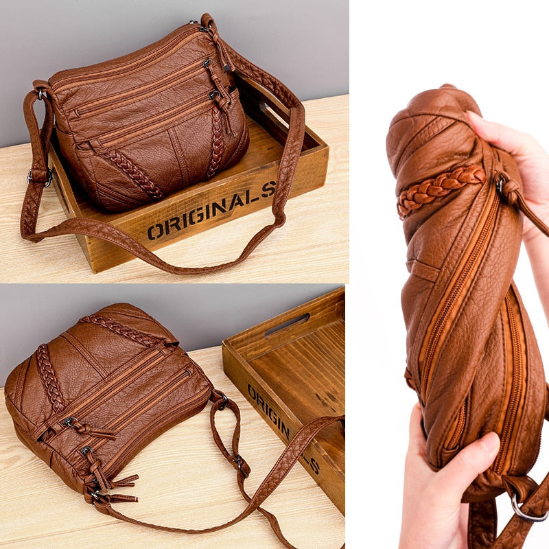 High Quality Soft PU Leather Messenger Bags For Women